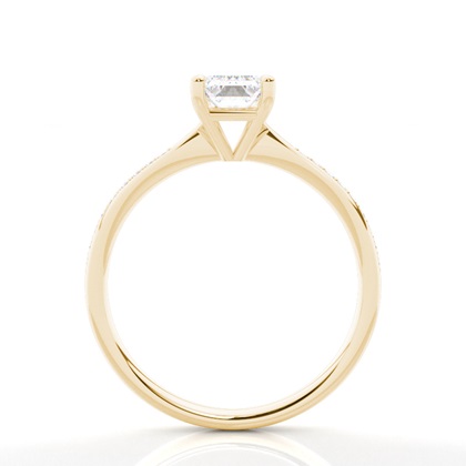 Moissanit Verlobungsring in einer Krappenfassung mit Schulter Diamanten