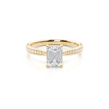 White Gold Round Side Stone Moissanite Engagement Ring