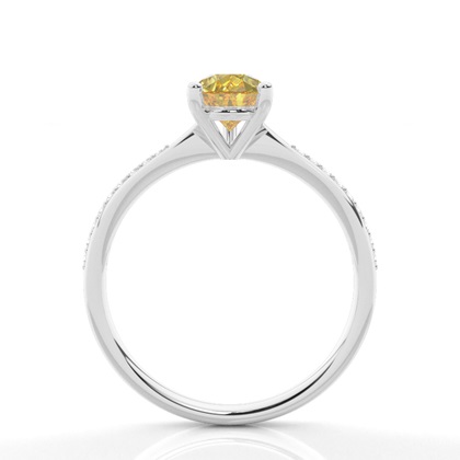 Prong Set Yellow Diamond Side Stone Engagement Ring