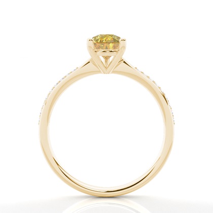 Prong Set Yellow Diamond Side Stone Engagement Ring