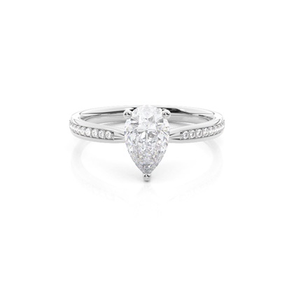 White Gold Round Side Stone Moissanite Engagement Ring