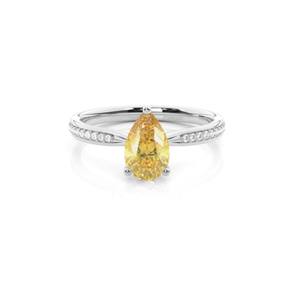 Prong Set Yellow Diamond Side Stone Engagement Ring