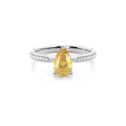 Prong Set Yellow Diamond Side Stone Engagement Ring