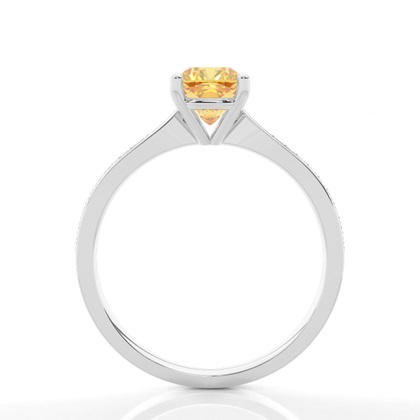 Prong Set Yellow Diamond Side Stone Engagement Ring