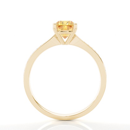 Prong Set Yellow Diamond Side Stone Engagement Ring