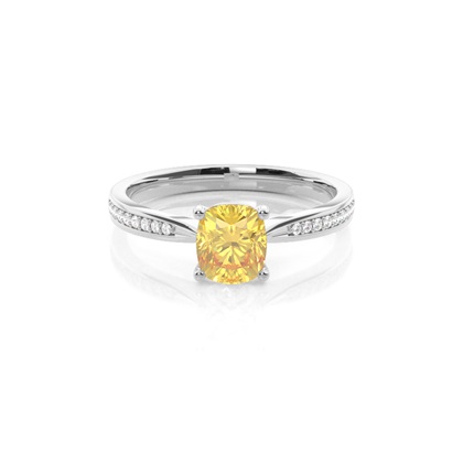 Prong Set Yellow Diamond Side Stone Engagement Ring