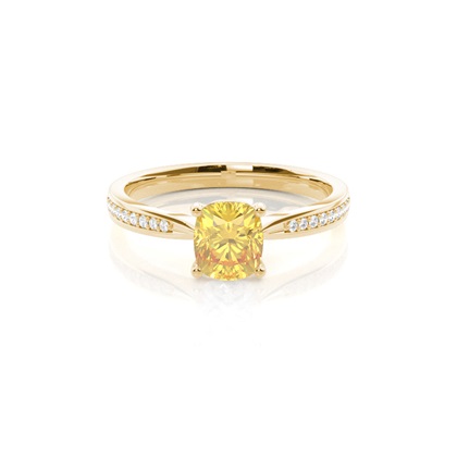 Prong Set Yellow Diamond Side Stone Engagement Ring