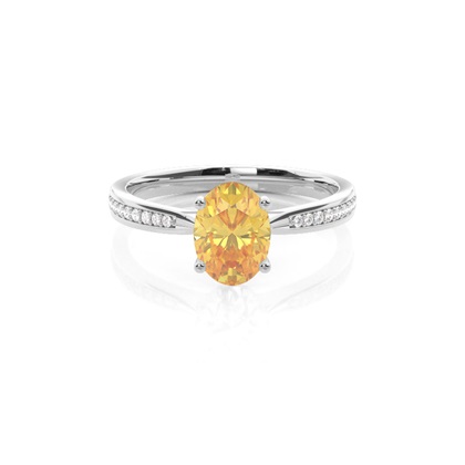 Prong Set Yellow Diamond Side Stone Engagement Ring