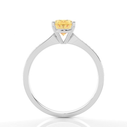 Prong Set Yellow Diamond Side Stone Engagement Ring