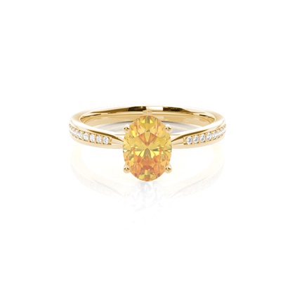 Prong Set Yellow Diamond Side Stone Engagement Ring