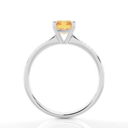 Prong Set Yellow Diamond Side Stone Engagement Ring