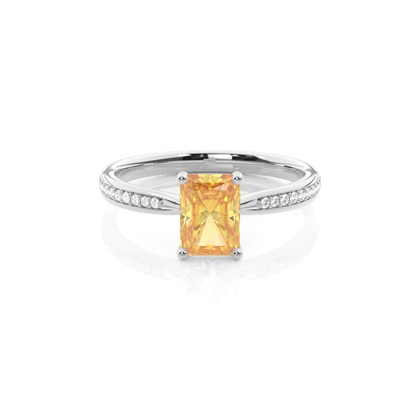 Prong Set Yellow Diamond Side Stone Engagement Ring