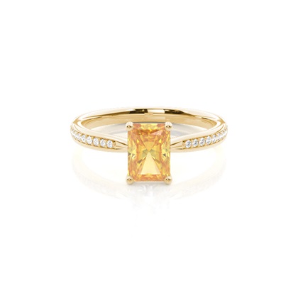 Prong Set Yellow Diamond Side Stone Engagement Ring