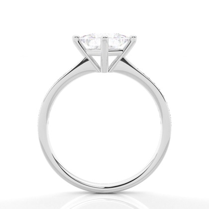 Moissanit Verlobungsring in einer Krappenfassung mit Schulter Diamanten