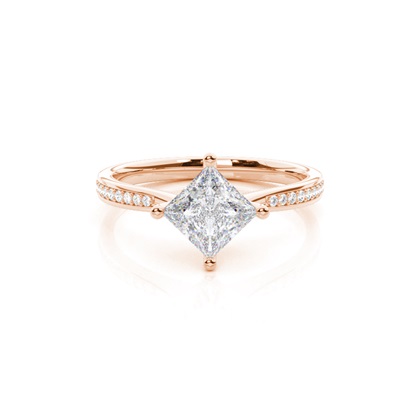 White Gold Princess Side Stone Moissanite Engagement Ring