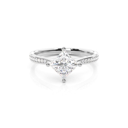 White Gold Princess Side Stone Diamond Engagement Ring