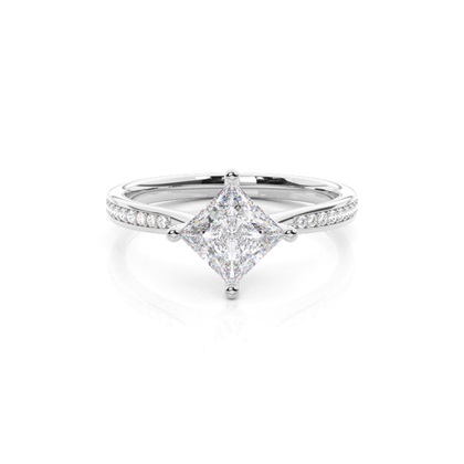 Princess Silver Side Stone Diamond Rings