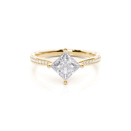 White Gold Princess Side Stone Moissanite Engagement Ring