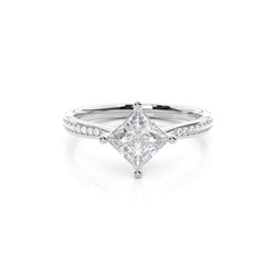 White Gold Princess Side Stone Moissanite Engagement Ring