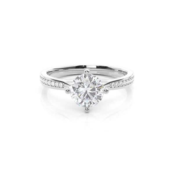 White Gold Princess Side Stone Moissanite Engagement Ring