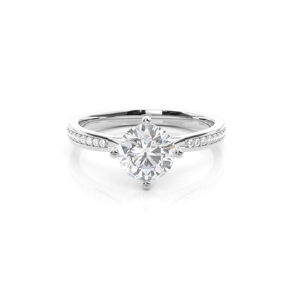 White Gold Princess Side Stone Moissanite Engagement Ring