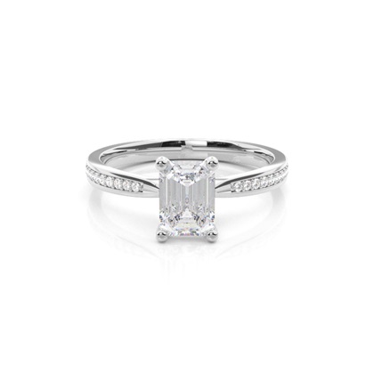 White Gold Princess Side Stone Moissanite Engagement Ring