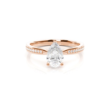 Pear Rose Gold Side Stone Diamond Rings