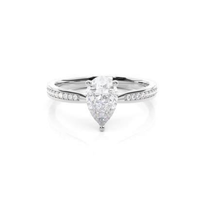 White Gold Princess Side Stone Moissanite Engagement Ring