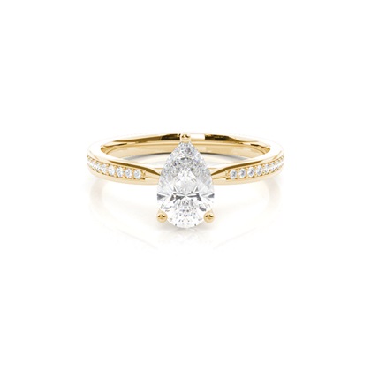 Pear Yellow Gold Side Stone Diamond Rings