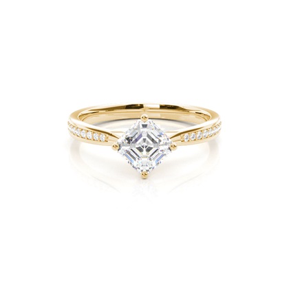 Asscher Gelbgold Diamantringe