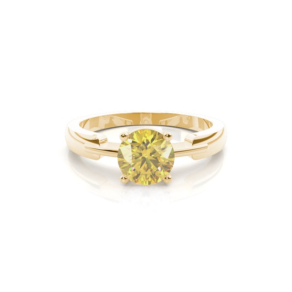 4 Prong Yellow Diamond Solitaire Engagement Ring