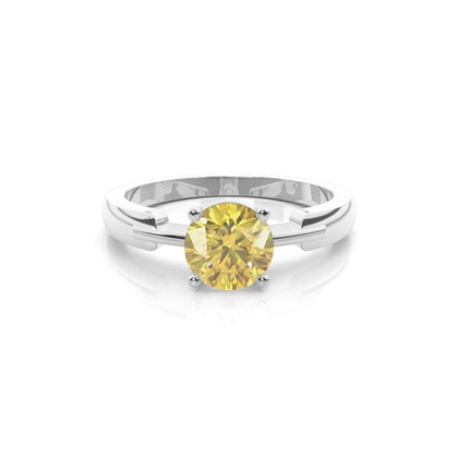 4 Prong Yellow Diamond Solitaire Engagement Ring