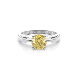 4 Prong Yellow Diamond Solitaire Engagement Ring