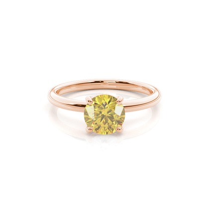 Round Rose Gold Yellow Diamond Engagement Rings