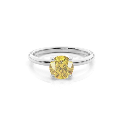 Round Yellow Diamond Engagement Rings