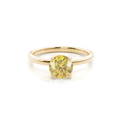Round Yellow Gold Diamond Engagement Rings