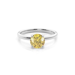 3-Draads Chaton Zetting Gele Diamanten Solitaire Verlovingsring