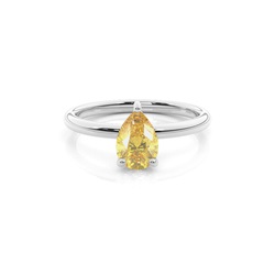 3 Prong Yellow Diamond Solitaire Engagement Ring