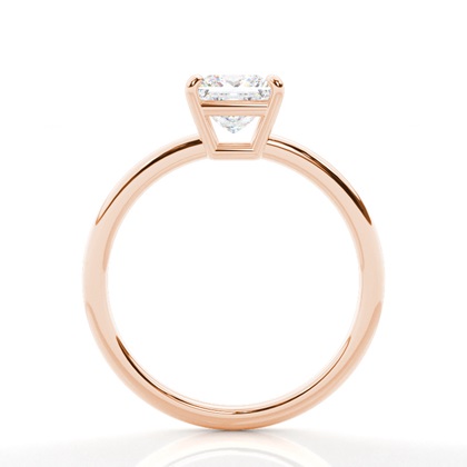 Princess Rose Gold Simple Engagement Rings