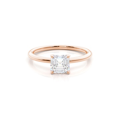 Asscher Rose Gold Solitaire Diamond Rings