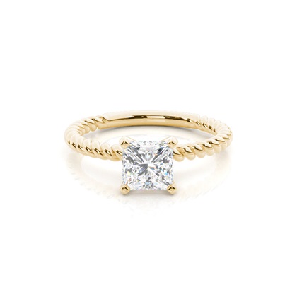 Princess Yellow Gold Twisted Diamond Engagement Rings