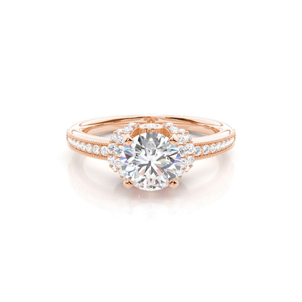 White Gold Round Side Stone Diamond Engagement Ring