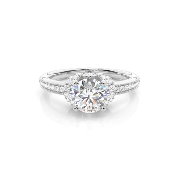 White Gold Round Side Stone Diamond Engagement Ring