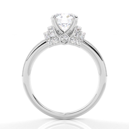 White Gold Round Side Stone Moissanite Engagement Ring