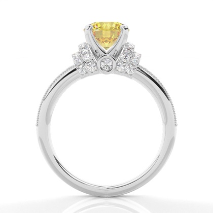 4 Prong Yellow Diamond Side Stone engagement Ring