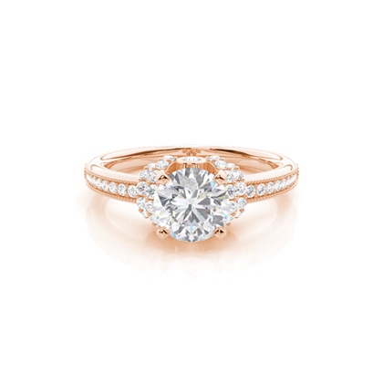 White Gold Round Side Stone Moissanite Engagement Ring