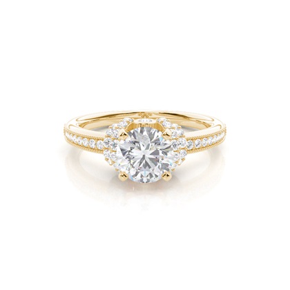 White Gold Round Side Stone Moissanite Engagement Ring