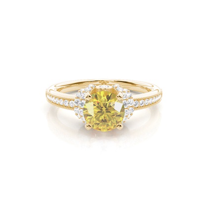 4 Prong Yellow Diamond Side Stone engagement Ring