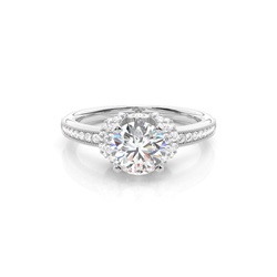 White Gold Round Side Stone Diamond Engagement Ring