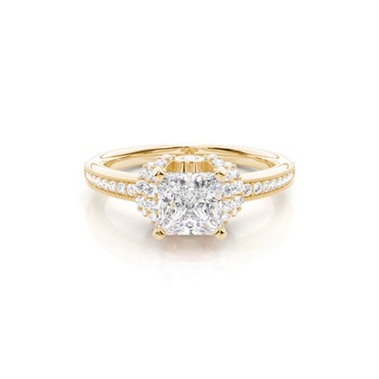 Princess Yellow Gold Side Stone Diamond Rings